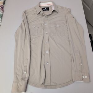 Men's Beige Button-Up Shirt